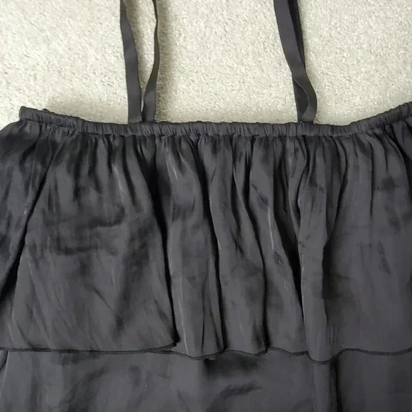 Aritzia Wilfred off shoulder  ruffle satin dress shirt - Picture 3 of 10